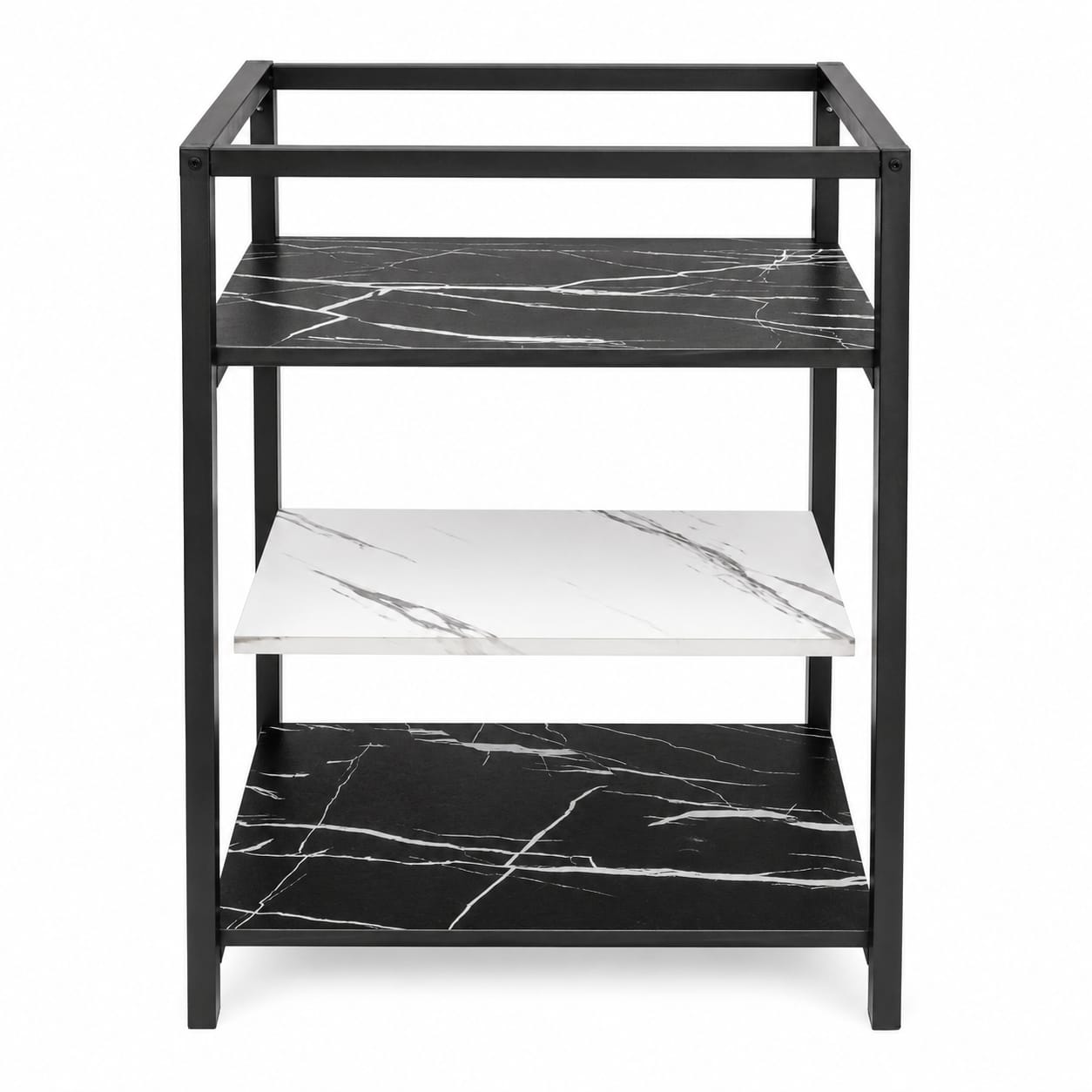 Etagère 3 niveaux 60x25x75 cm décor blanc et noir